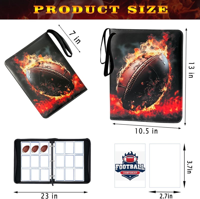 Anvoago Football Card Binder with Sleeves, 900 Pockets Trading Card Holder, Card Storage Organizer Case Compatible with Trading Card and Other Sports Cards - Image 2